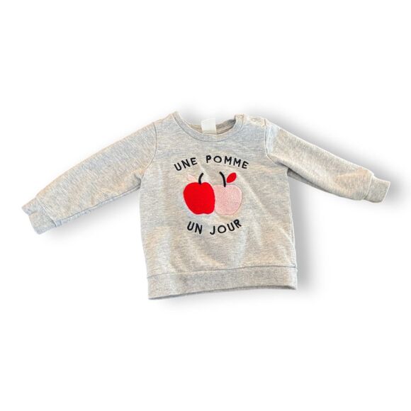 Seed Heritage Une Pomme Un Jour (An Apple a Day) Sweatshirt 6-12 Months - Picture 1 of 2